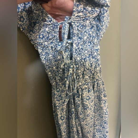 SEA NEW YORK blue floral long dress statement shoulder size small - Picture 12 of 15